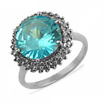 Load image into Gallery viewer, Silver Aquamarine Halo Ring for Women | Gemstone Jewelry
