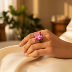 Load image into Gallery viewer, Silver Pink Gemstone Ring for Women | Fashion Jewelry Gift
