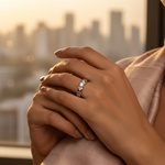 Load image into Gallery viewer, Silver Three Stone Ring for Women | Diamond Ring Gift
