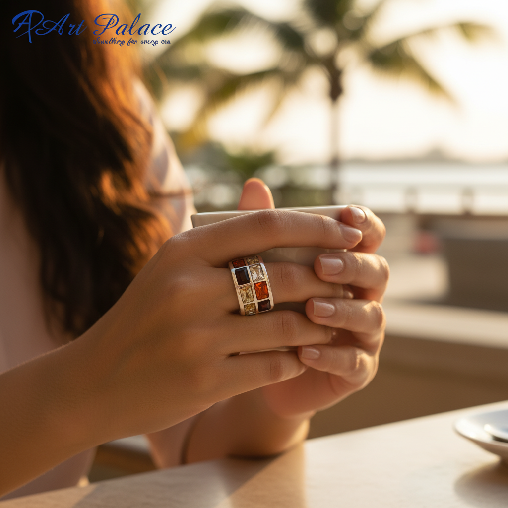 925 Sterling Silver Gemstone Ring | Colorful Stone Ring for Women