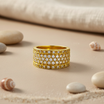 Load image into Gallery viewer, gold plating Ring with White Gemstones | Pave Set Cocktail Ring

