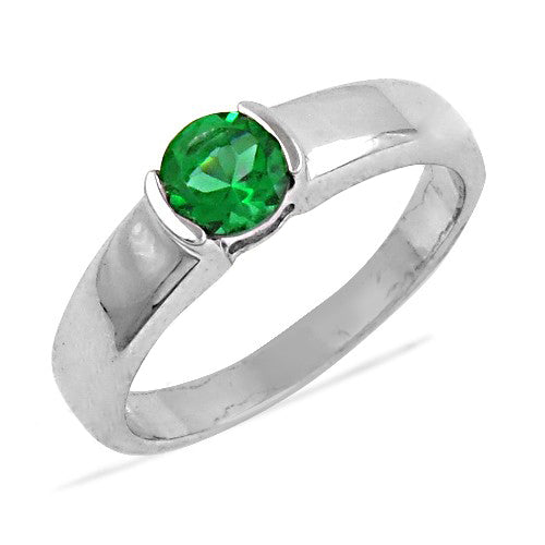 Silver emerald ring for women | gemstone jewelry