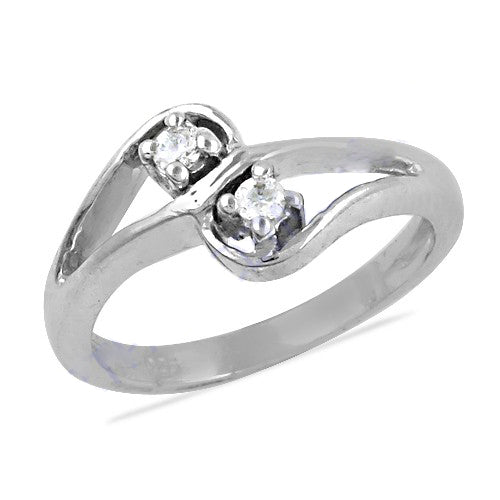 Silver two stone diamond ring | engagement ring | gift