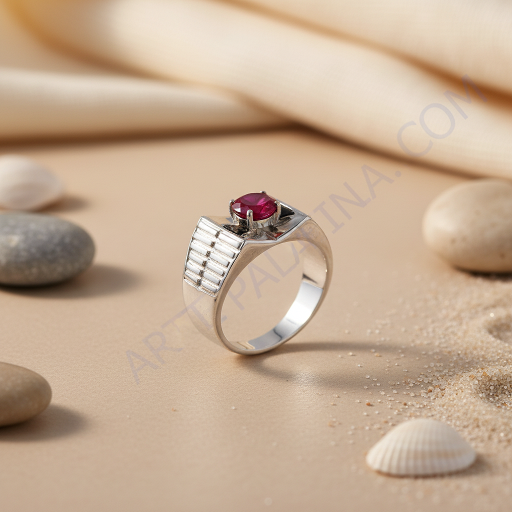 Silver Ruby Ring for Men | Genuine Ruby Stone | Gift
