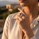 Load image into Gallery viewer, Silver Ring with Black and White Gemstones for Women
