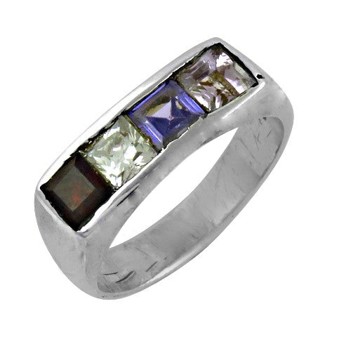 Silver ring with gemstones for women | statement jewelry
