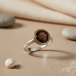 Load image into Gallery viewer, Garnet Gemstone Ring for Women | 925 Silver gold plating Finish
