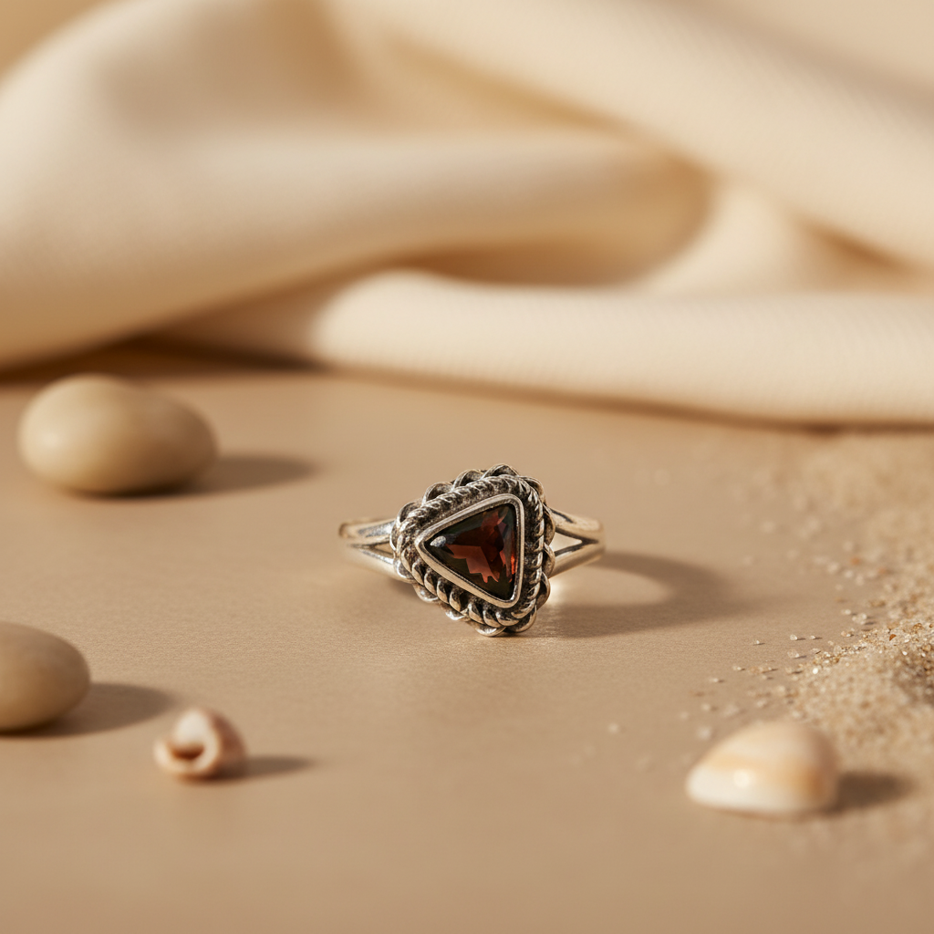 925 Silver Triangle Gemstone Ring for Women | Gift Jewelry