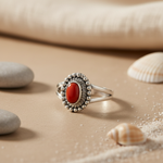Load image into Gallery viewer, 925 Silver Coral Ring for Women | Gemstone Jewelry Gift
