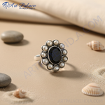 Load image into Gallery viewer, 925 Silver Onyx &amp; Pearl Ring for Women | Cocktail Ring
