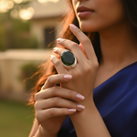 Load image into Gallery viewer, Silver Ring with Green Gemstone | Women&#39;s Ring

