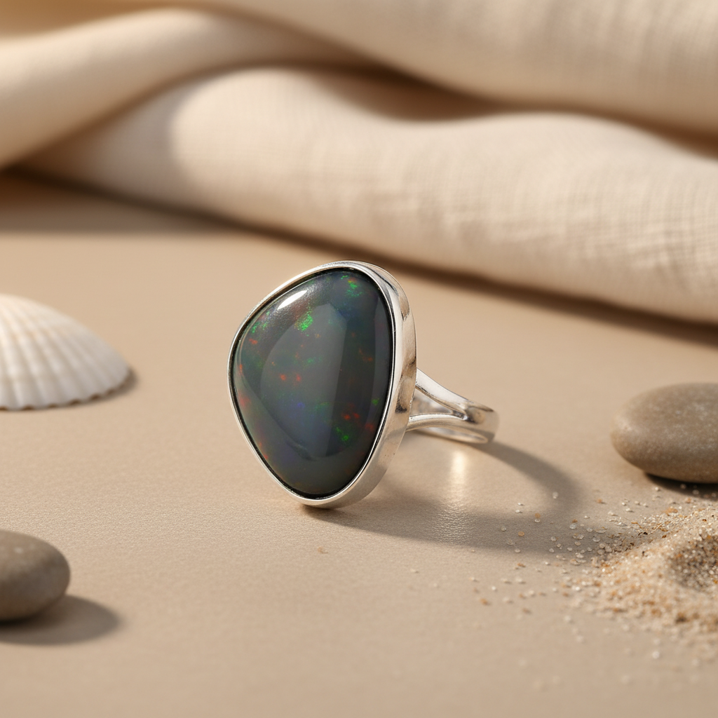 925 Silver Opal Ring | Women's Gemstone Ring | Gift