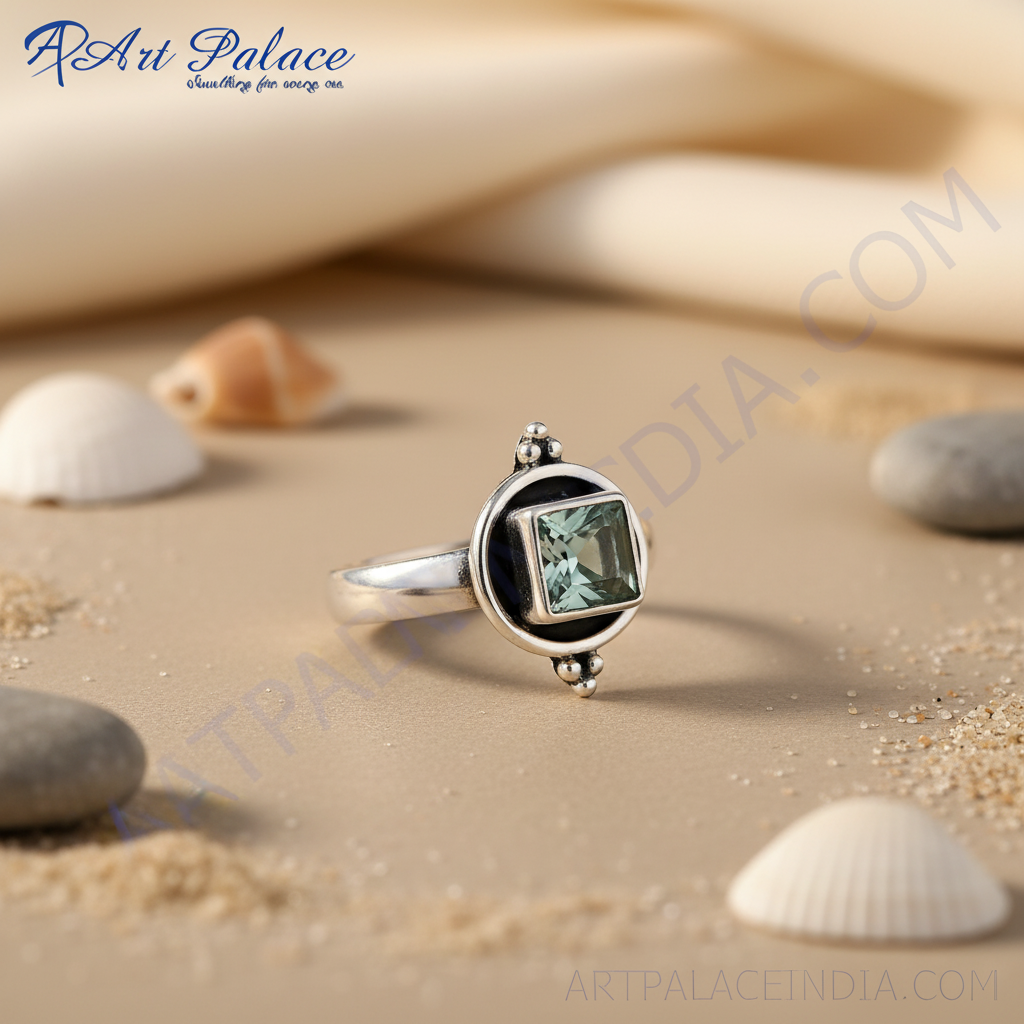 925 Sterling Silver Green Quartz Ring for Women | Gift Jewelry