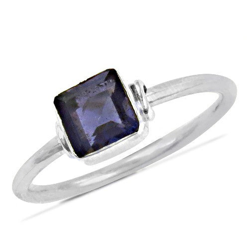 925 silver iolite square ring for women | gemstone jewelry