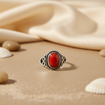 Load image into Gallery viewer, 925 Silver Red Coral Ring for Women | Gemstone Jewelry Gift
