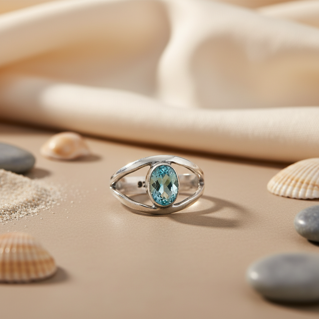 925 Silver Blue Topaz Ring for Women | Gemstone Jewelry