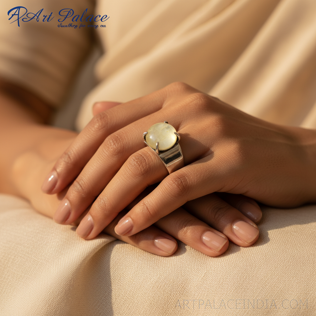 Silver ring with yellow gemstone | women's ring | gift for her