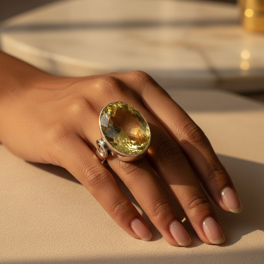 925 Silver Citrine Cocktail Ring for Women | Gemstone Jewelry