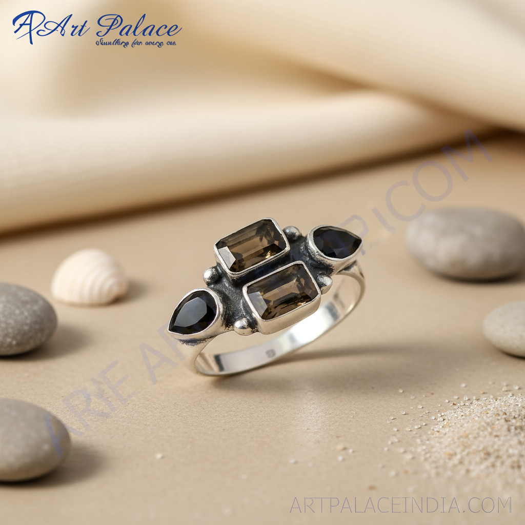 925 Silver Smoky Quartz Ring for Women | Statement Jewelry