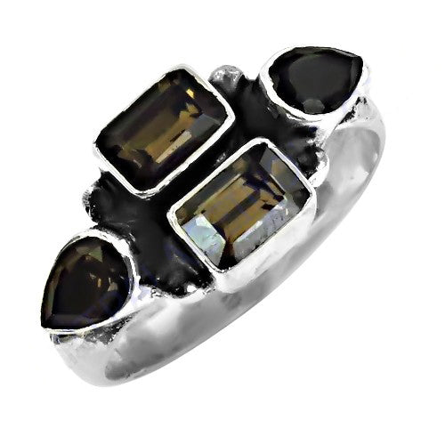 925 silver smoky quartz ring for women | statement jewelry