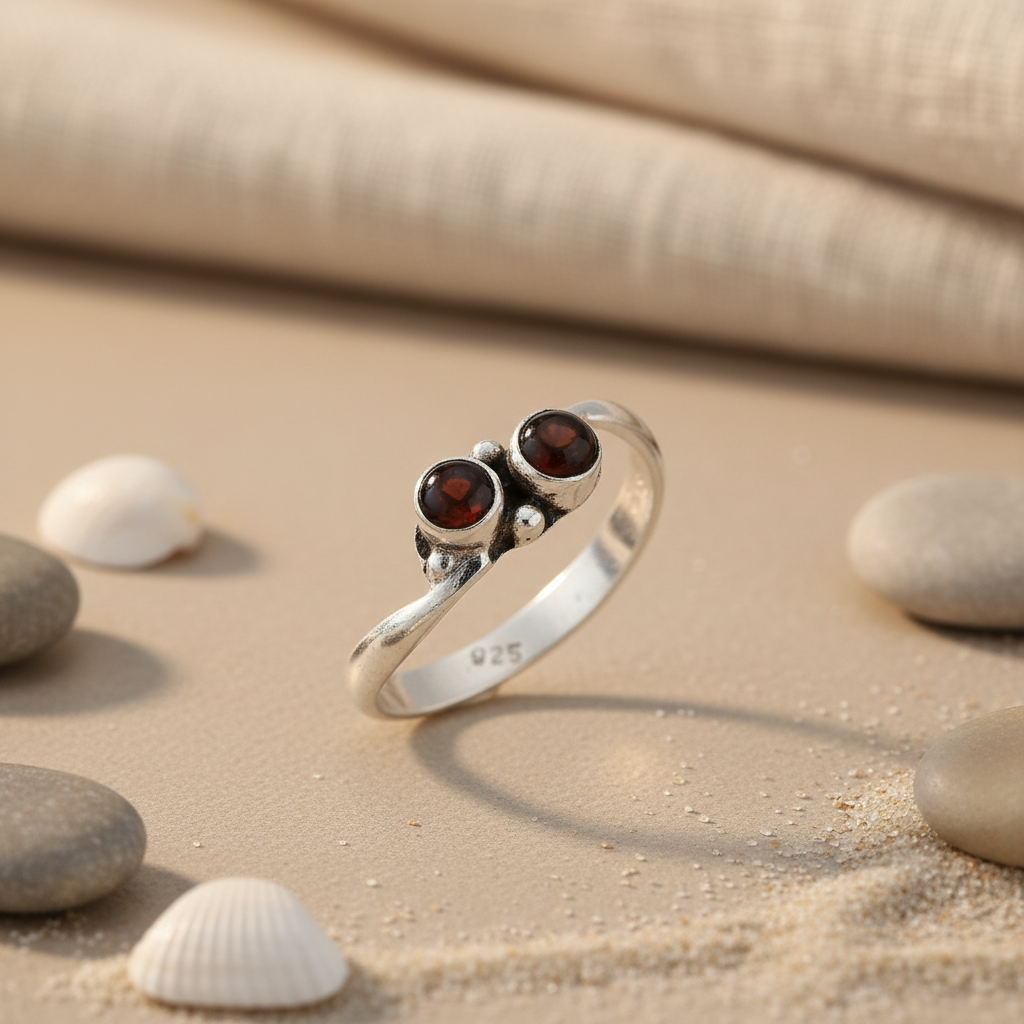 925 Silver Garnet Ring for Women | Gemstone Jewelry Gift