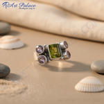 Load image into Gallery viewer, 925 Silver Peridot &amp; Amethyst Ring for Women | Statement Ring
