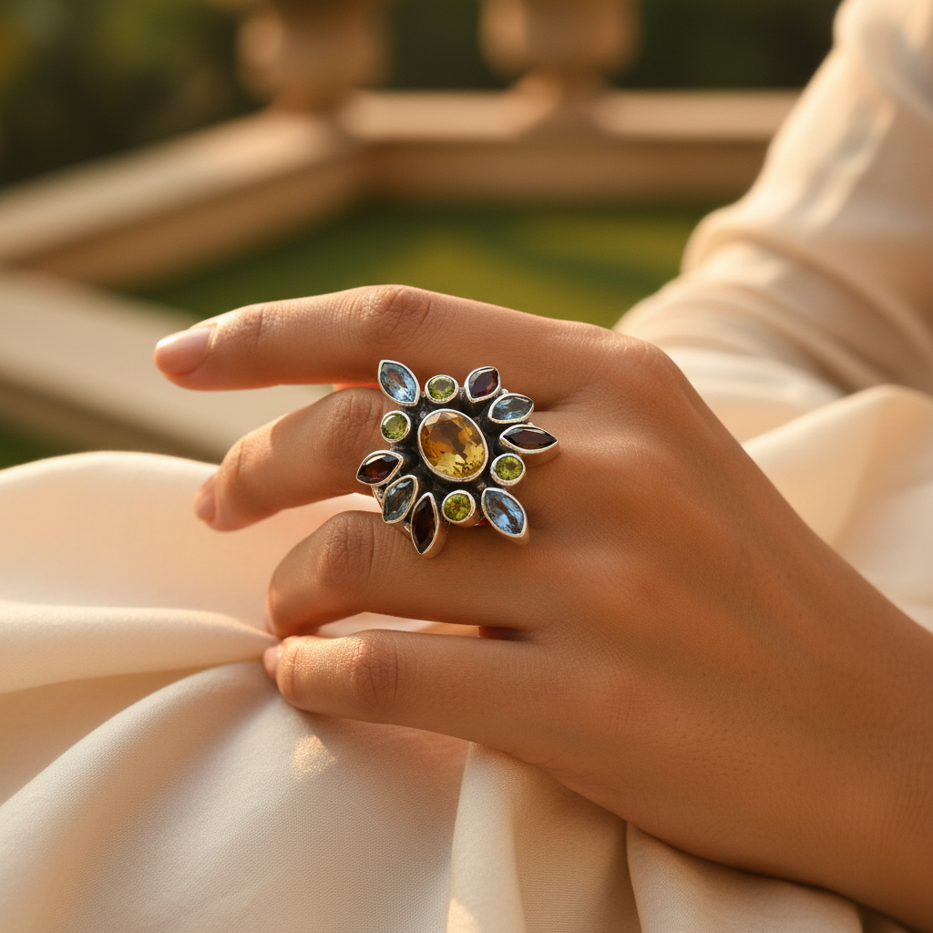 925 Silver Gemstone Ring for Women | Cocktail Ring