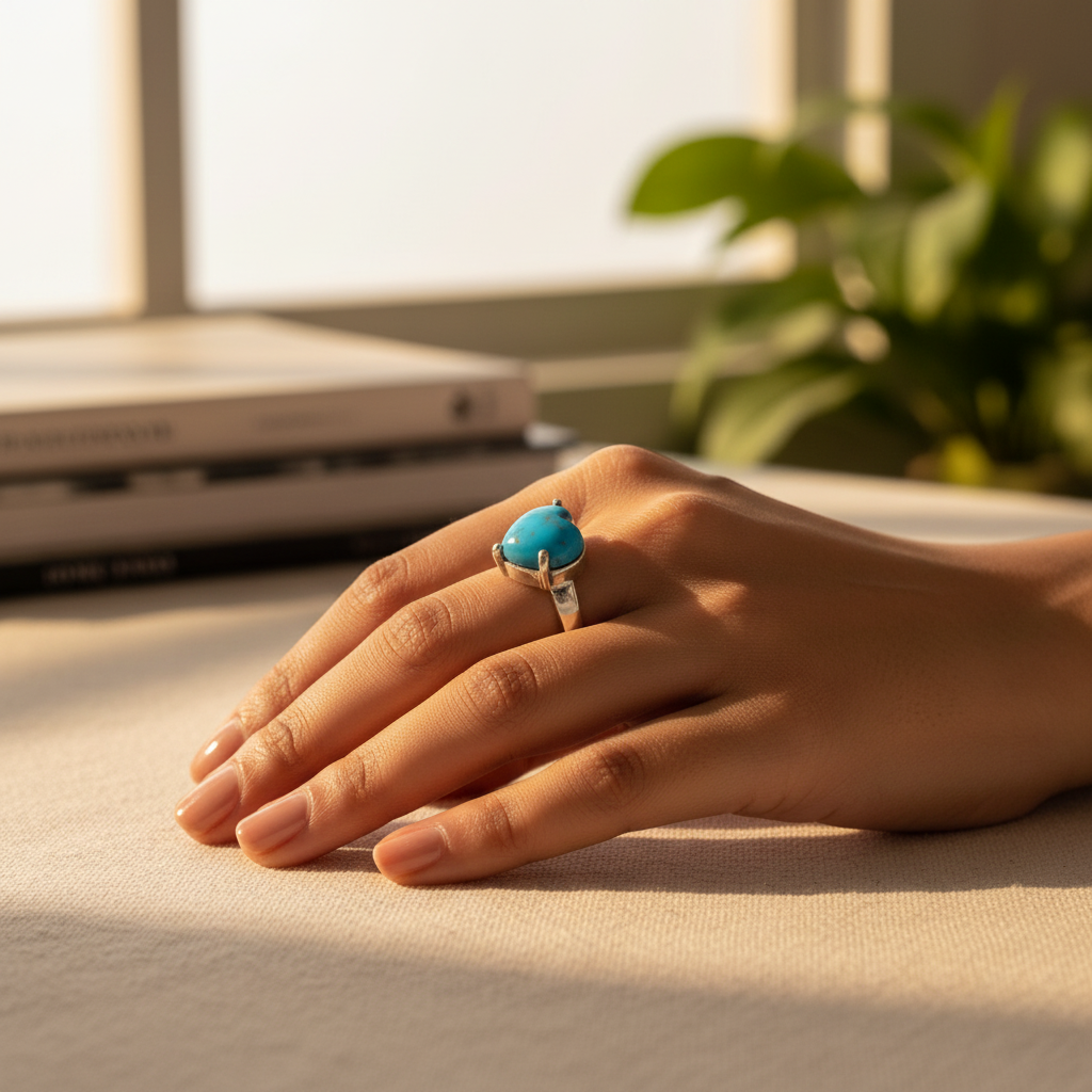 925 Silver Turquoise Heart Ring for Women | Gift Jewelry