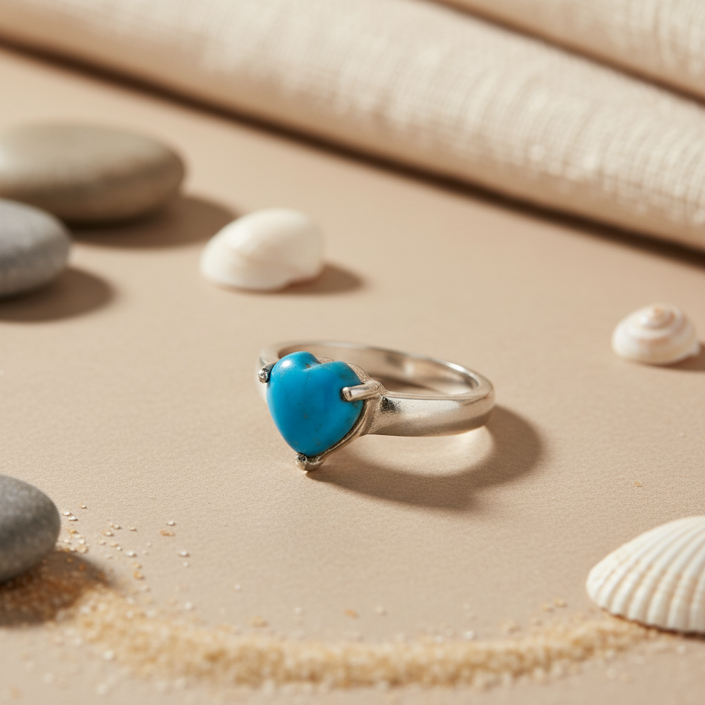 925 Silver Turquoise Heart Ring for Women | Gift Jewelry
