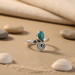 Load image into Gallery viewer, 925 Silver Turquoise Stone Ring for Women | Spiral Design
