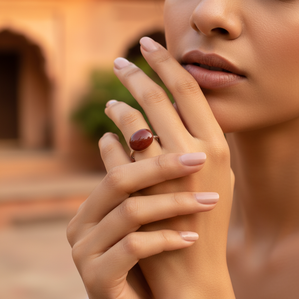 Silver Carnelian Ring for Women | Gemstone Jewelry