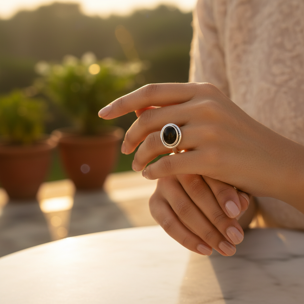925 Silver Black Onyx Ring for Women | Gemstone Jewelry