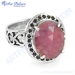 Load image into Gallery viewer, 925 sterling silver ruby gemstone ring for women. Pink gemstone.
