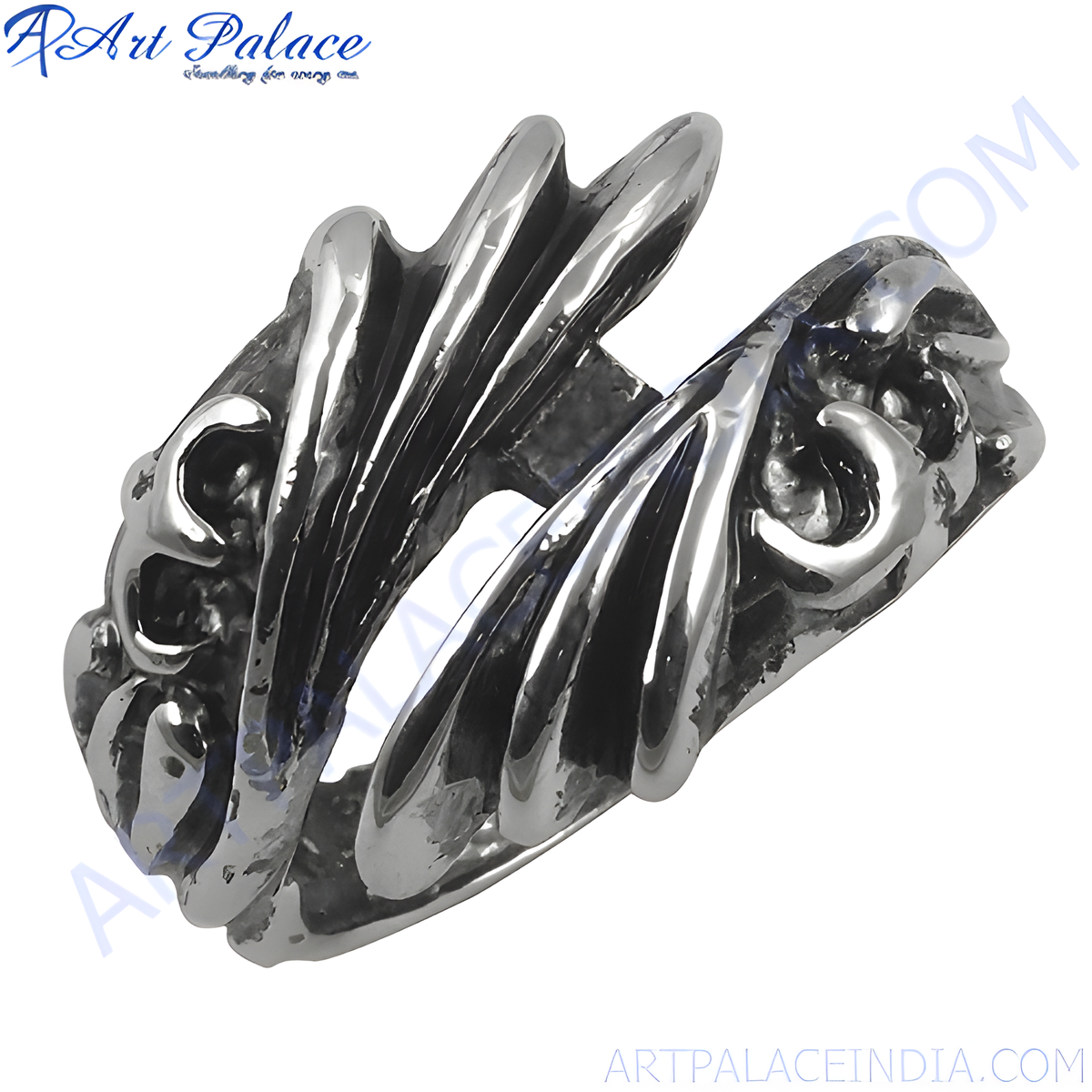 925 sterling silver abstract design ring with polished finish