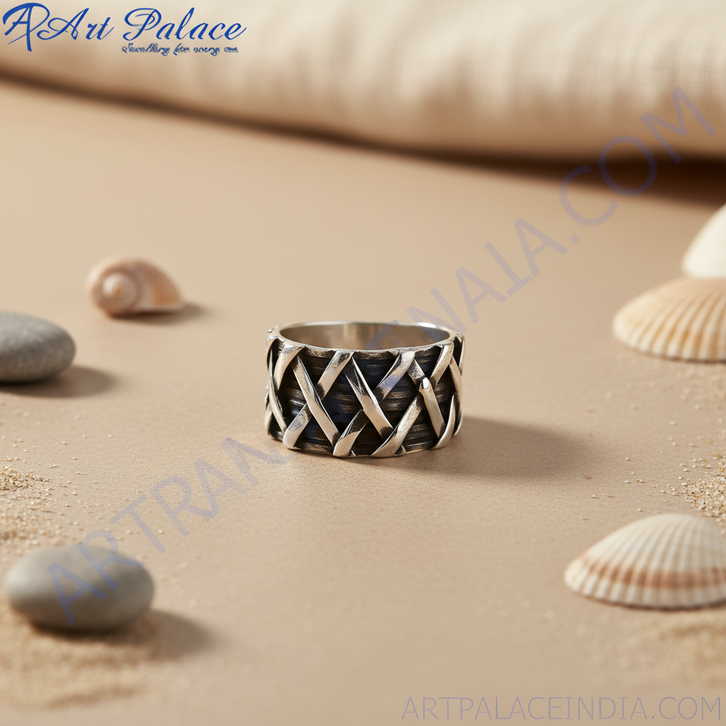 925 Sterling Silver Woven Ring for Men | Statement Jewelry