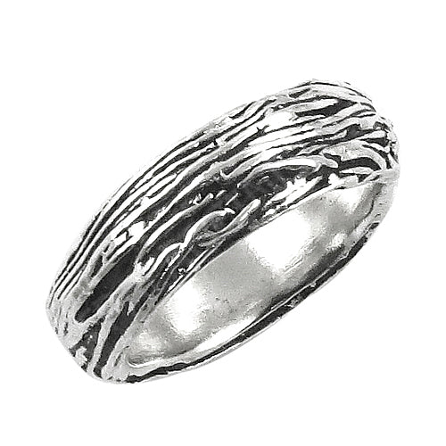 925 Silver Bark Texture Ring | Sterling Silver Ring for Men
