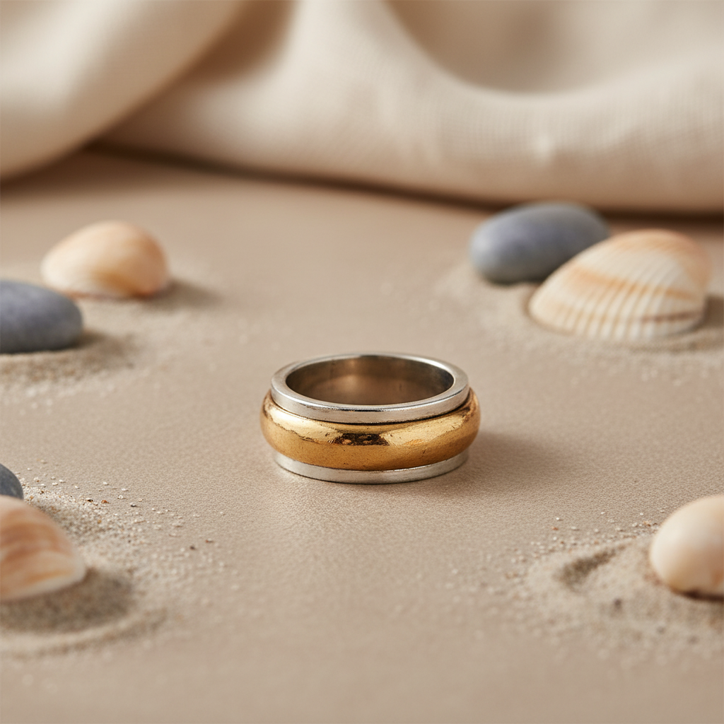 Silver and Copper Spinner Ring for Women | Anxiety Relief