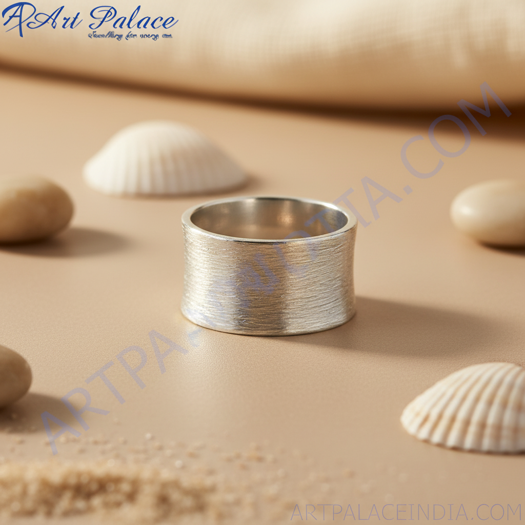 Textured Silver Ring for Women | Wide Band Ring | Gift