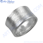 Load image into Gallery viewer, Textured sterling silver wide band ring. Contemporary design for women.
