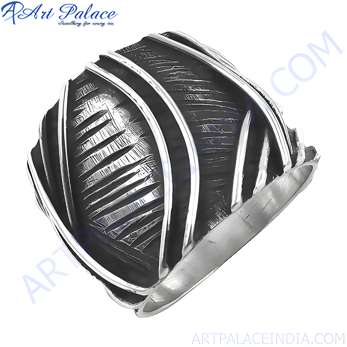 Oxidized sterling silver ring with a unique geometric design, ideal for men and daily wear