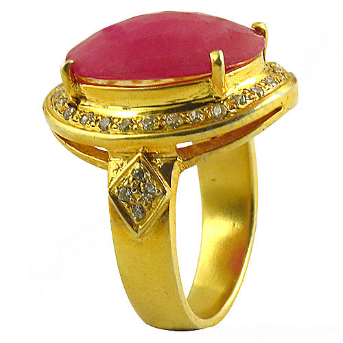 gold plating Ruby Ring for Women | Gemstone Statement Ring