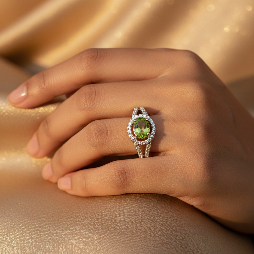 925 Sterling Silver Peridot Ring for Women | Gemstone Jewelry