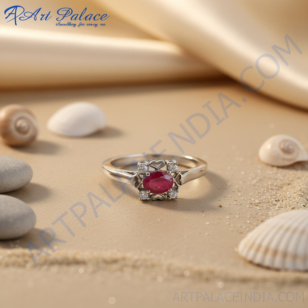 Silver Ruby Ring for Women | Gemstone Engagement Ring