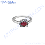 Load image into Gallery viewer, Sterling silver ring with a vibrant oval-cut ruby gemstone. A stunning red stone for women
