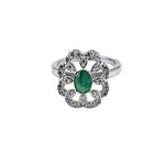 Load image into Gallery viewer, Silver Emerald Ring for Women | Floral Design | Gift
