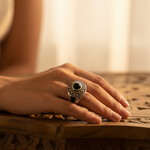Load image into Gallery viewer, 925 Silver Onyx Ring with Marcasite for Men | Classic Jewelry
