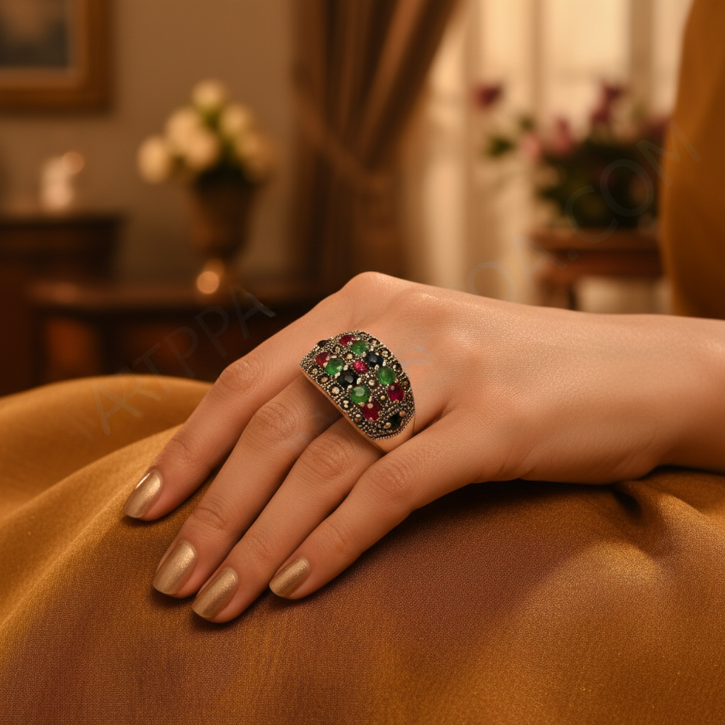 Silver Gemstone Ring for Women | Cocktail Ring