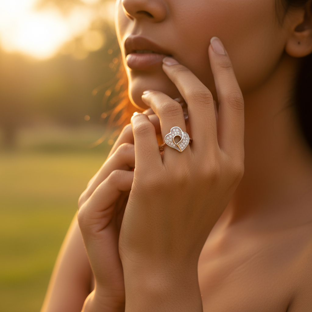 925 Sterling Silver Diamond Heart Ring | Women's Ring | Gift