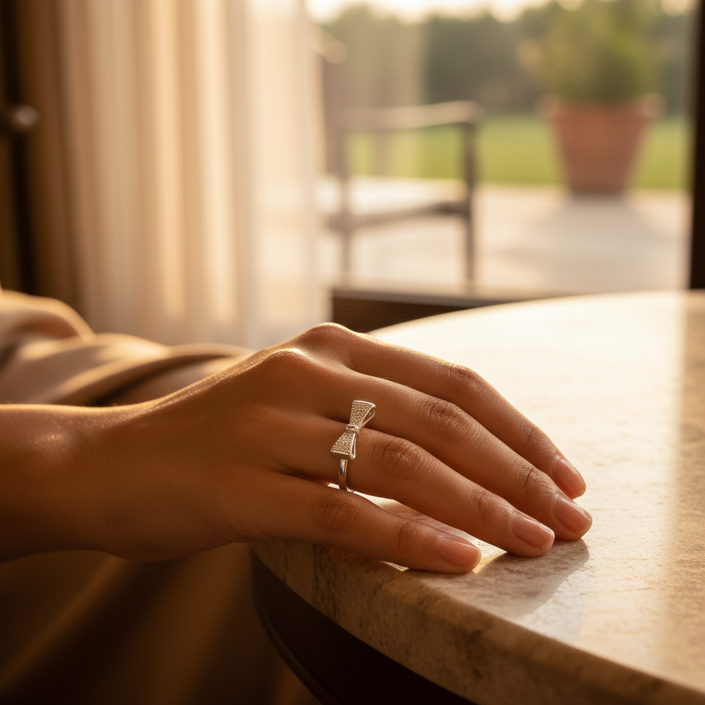 925 Silver Bow Ring for Women | Dainty Minimalist Jewelry
