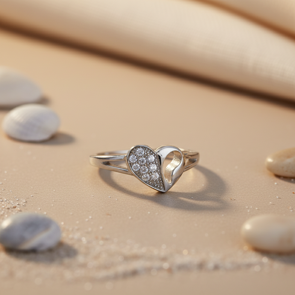 925 Silver Heart Ring with Cubic Zirconia | Women's Jewelry Gift